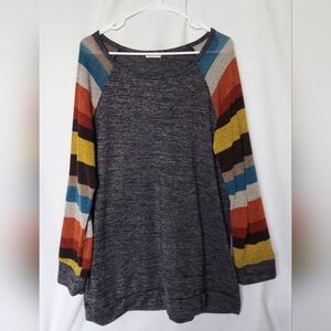 Egs California Striped Sleeve Gray Long Sleeve